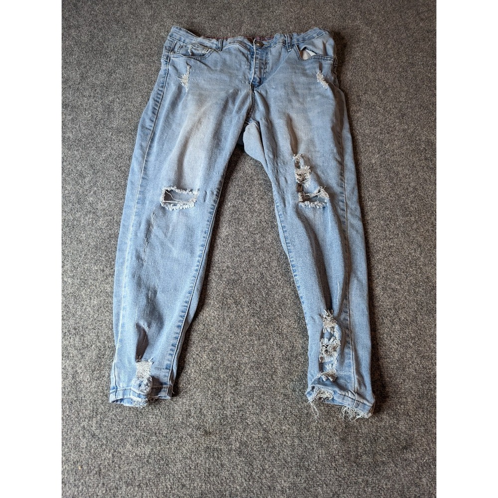 GOGO Jeans Womens Blue Mid Rise Skinny Ankle Size 17 Distressed